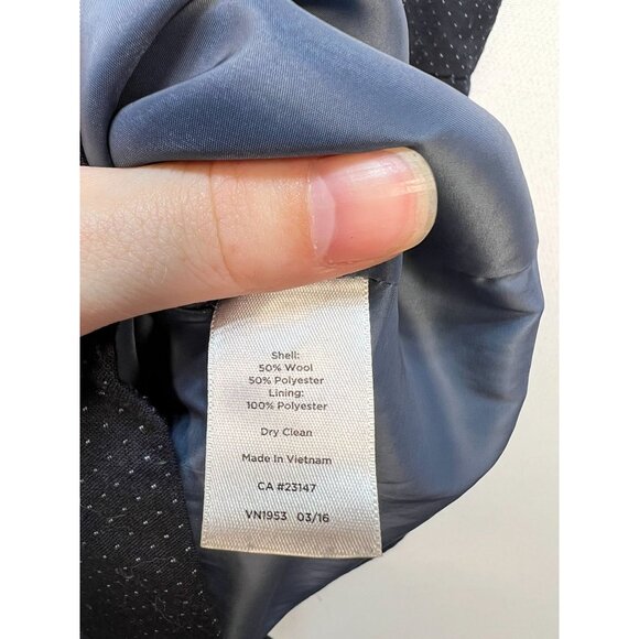 Talbots Women's Wool Blend A-Line Dress Polka Dot Size 4 Navy Blue Short Sleeve - Picture 4 of 12